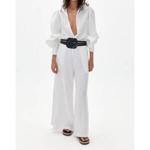 NEW LANHTROPY cape linen pants in white
